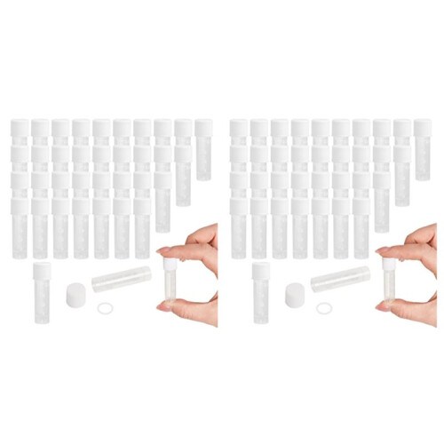 240pcs 2 Ml Plastic Vials Lab Plastic  Test Tubes Graduated with Cap for Laboratory School Educational