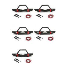 5X Pára-Choque Dianteiro de Metal com Luzes LED para Carro Crawler 1/10 RC para Axial SCX10 II 90046 para -4 TRX4