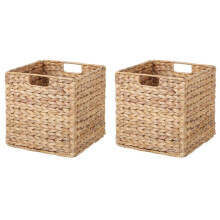 2 Pcs Storage Basket, Water Hyacinth Hand-Knitting Storage Baskets, Convenient Square Wicker Baskets Storage Bins