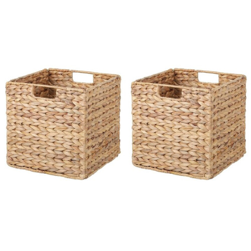 2 Pcs Storage Basket, Water Hyacinth Hand-Knitting Storage Baskets, Convenient Square Wicker Baskets  Storage Bins