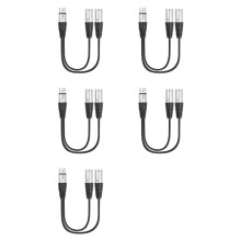 5pcs 30Cm 3 Pin XLR Female to Double Male Y Splitter Cable,Microphone Splitter Cord Audio Adaptor