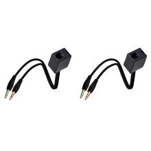 2X RJ9 to 3.5mm Plug Headset Adapter for Call Center Business Conference Converter
