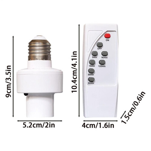 2X Remote Control Light Bulb Socket E27 Bulb Base Holder Timing Function Wireless Lamp Base Holder