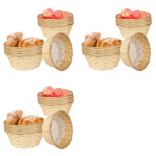 30 Pcs Round Small Gift Baskets,7.9 X 7.9 X 3.5 Inch Bamboo Woven Bread Baskets for Serving, Fruit Baskets, Food Baskets
