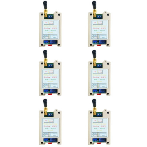 6X  12V 24V Din Rail DIP  RS485 Wireless Transceiver 20DBM -121dBm UART Transmitter Receiver Modbus RTU Module 1
