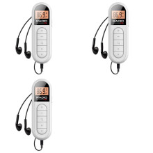 3X Pocket FM Radio 300MAh Rechargeable Portable 76-108MHZ Radio with Backlight LCD Display Wired 3.5mm Headphones