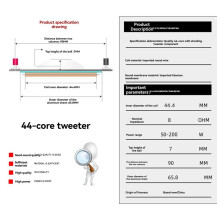 3X Bobine Acoustique de Tweeter en Film de Titane, Noyau de Membrane, Réparation de Haut-Parleur Aigu, Accessoires de Haut-Parleur 44,4 mm.