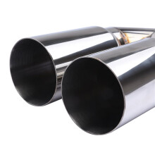 2X Universal 63mm Inlet 76mm Outlet Double Cylinder Stainless Steel Exhaust Tailpipe Muffler for Car Exhaust System