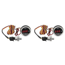 2X 0-1.0MPa 2 Inch 52mm Oil Pressure Gauge with Sensor 1/8NPT Red LED Digital Oil Press Meter Flashing for Car Yacht