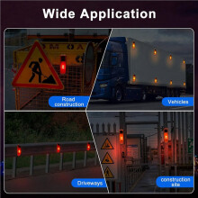 Solar Warning Lights, Bright Solar Strobe Lamp Magnetic Base, Waterproof LED Beacon Safety Light Outdoor 16 Pack Red