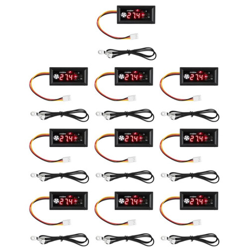 10X PWM Fan Temperature Controller Speed Controller LED Digital Display Temperature Speed Meter with Temperature Sensor
