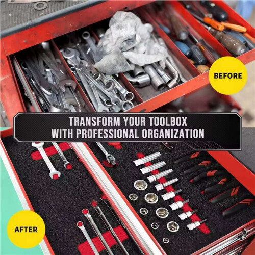 Toolbox EPE Foam, Cuttable Polyurethane Foam Sheets,Toolbox Organization & Shock-Absorbing Foam 400x330x25mm,4PCS