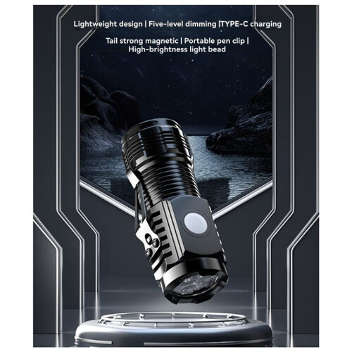 2X  LED Flashlight 14500 USB-C Rechargeable Tactical Torch with Magnetic Base and Keychain