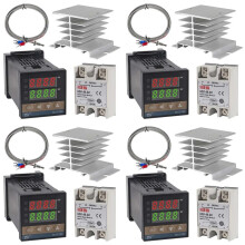 4X PID-Temperaturregler REX-C100 Thermostat-Kit Hochspannung 100ACV Bis 240ACV+SSR-Relais 40DA+K-Sonde