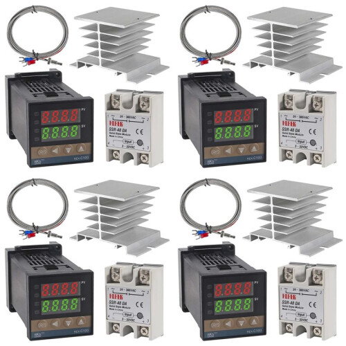 4X PID-Temperature Controller REX-C100 Thermostat Kit High Voltage 100ACV to 240ACV+SSR Relay 40DA+ K Probe