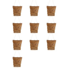 10X Pastoral Rattan Wall-Mounted Flower Basket Courtyard Green Plant Flower Hanging Basket Holiday Decoration