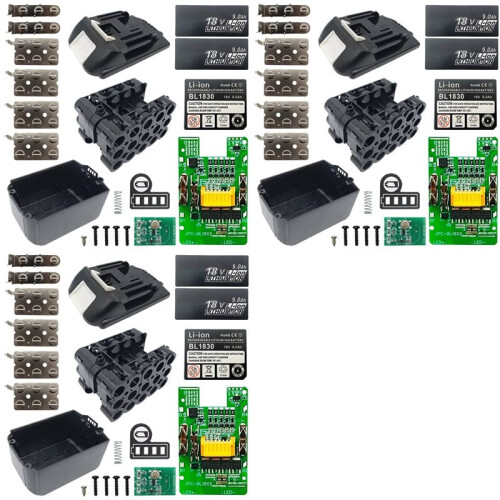 3X BL1890B Lithium Battery Case BMS PCB Balance Charging Board Shell for  18V BL1860 9.0Ah LED Indicator