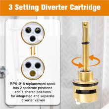 6X RP51918 3 Setting Diverter Cartridge Replacement Kit for Delta R11000 R22000 Faucet Valve,3 Way Shower Diverter Valve