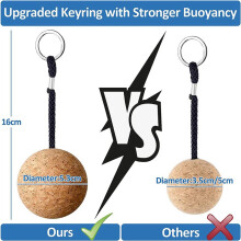 4PCS Floating Cork Keyring, Floatable Wooden Key Chain for Water Sport Accessories Swimming Diving Fishing Swimming