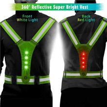 5X LED Reflective Running Vest,Adjustable Elastic Running Safety Gear LED Light Vest Perfect for Running,Walking