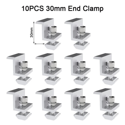 50X Solar Panel Adjustable Bracket Clamp PV Bracket Mounting Clip Solar End Clamp 30mm for Fixing Solar Panel 2