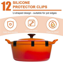 24pcs Dutch Oven Lid Protector Clips,Silicone Cookware Protector Clips Pot Lid Flexible Bumpers Lifter Accessories Black
