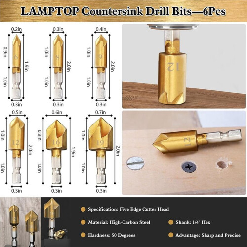 56 Pcs Woodworking Chamfer Drilling Tools, Including Countersink Bit, Wood Plug Cutter Drill Bit Set 2