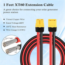 4PCS XT60 Extension Cable 12AWG 1FT XT60 to XT60 Cable with Male to Female Connector for Solar Panel RC Battery