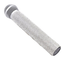 3X Sparkly Rhinestone Simulation Microphone Props Fake Microphone for Home Bar Ornaments Singing Practice Silver