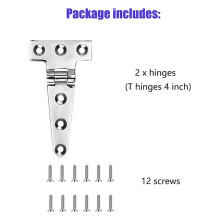 Charnières Marines de Qualité T, Charnières de Bateau, 4 Pouces X 2 Pouces, Sans Bruit, Acier Inoxydable 316 Très Résistant avec Vis (20 Pièces)