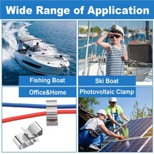 304 Stainless Steel Clips 100PCS, Trailer Frame Wire Clips Solar Panel Wire Clips Metal Cable Clips