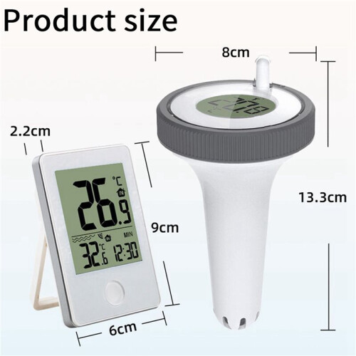 2X Trådlös Pooltermometer Flytande Lättläst, Digital Pooltermometer Vattentät, för Pooler, Akvarier
