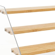 4pcs 12In Spice Rack Organizer for Cabinet - Wooden 4Tier Display Stand -Space Saving Display Shelf Riser