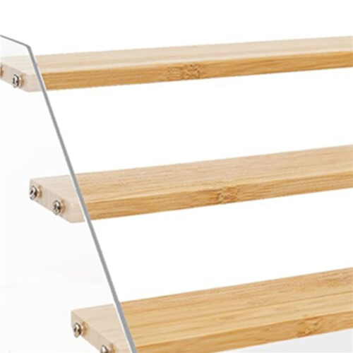 4pcs 12In Spice Rack Organizer for Cabinet - Wooden 4Tier Display Stand -Space Saving Display Shelf Riser