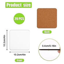 120 Stück Sublimationsuntersetzer, Leere -Untersetzer mit Korkrückseite, Wärmeübertragungsuntersetzer für DIY-Malerei, Kunsthandwerk, 3,9 X 3,9
