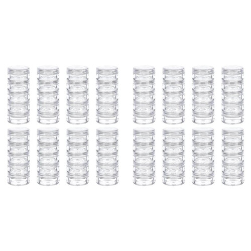 5G/5ML Stackable Round Plastic Containers 16 Column(5 Layer/Column) Bead Storage Jars for Seed Beads Diamond Drills