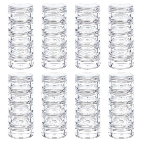 5G/5ML Stackable Round Plastic Containers 16 Column(5 Layer/Column) Bead Storage Jars for Seed Beads Diamond Drills 1