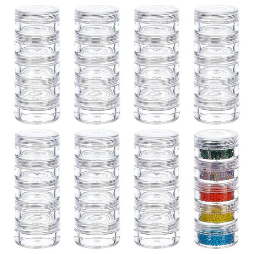 5G/5ML Stackable Round Plastic Containers 16 Column(5 Layer/Column) Bead Storage Jars for Seed Beads Diamond Drills 2