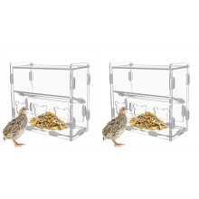 2X Feeder Box Acrylic Feeding Container No-Mess Multihole Food Box Clear Bird Food Dispenser Box