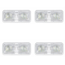 4X Uniwersalna Lampa Sufitowa Podwójna Kopuła do Przyczepy Kempingowej Marine RV 48 LED 12V 520LM Lampa Samochodowa Biała Lampa Dachowa
