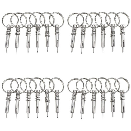 24Pcs Quick Release Pin Boat Bimini Top Pins 1/4 Inch Diameter with Drop Cam & Spring, Marine Hardware with Pull