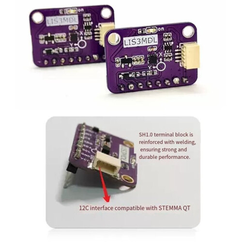 10X Módulo LIS3MDL con Sensor Magnético de Tres Ejes Compatible con Brújula Electrónica STEMMA QT IIC
