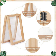 15 Pieces Paper Making Wooden Paper Making Mould Papermaking Screen Kit 3 Size Frame for DIY Paper (A7, A6, A5)