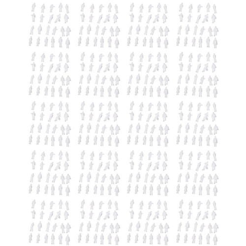 2000Pcs HO Scale 1:100 White Model People Unpainted Train Figures