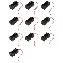 10X Zwarte Sleeplagen 4 X 1,5V AA-Batterijen Batterijhouder Case Box W Draadgeleiders