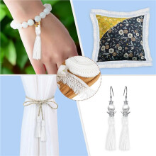 2pcs 10 Jardas 2.3 Polegadas de Largura Borla Franja Guarnição Costura Franja Guarnição Boho Longa Franja Guarnição para Roupas Abajur Cortina