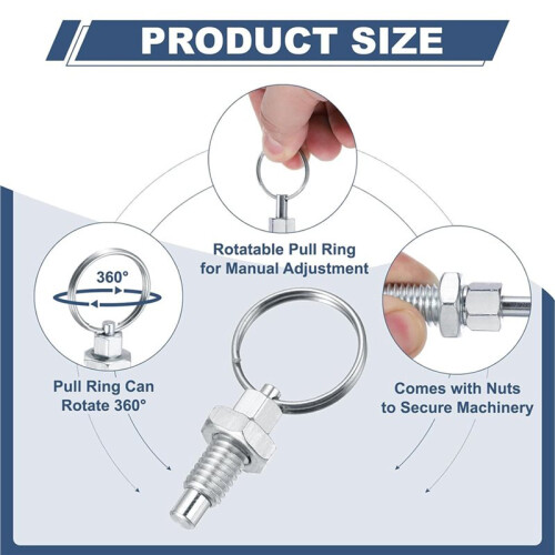 8 Pcs Spring Plunger with Pull ,M10x1.5 Pull  Indexing Plunger Retractable Spring Manual Plungers for Industrial