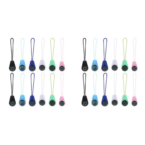 24 PCS MultiColor Outdoor Pocket Compass, Small Compass with Paracord, Portable Button Compass Kit, Compass Survival