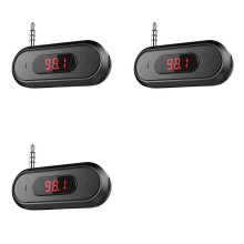 3X Universal FM Transmitter Wireless Audio Adapter with 3.5mm Jack Compatible with for IOS Android Car Speaker
