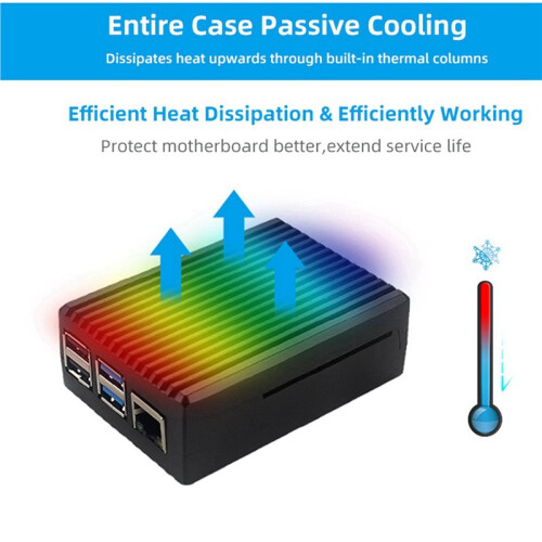 4X Aluminum Alloy Case for Raspberry Pi 4 Metal Shell Passive Cooling Enlosure Case for Raspberry Pi 4 Model B Black 2
